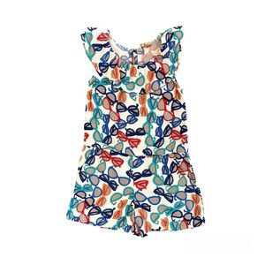 Kate Spade Avery blue and red sunglasses print girls romper size 10